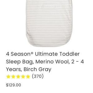 4 Season® Ultimate Toddler Sleep Bag, Merino Wool, 2 - 4 Years, Birch Gray